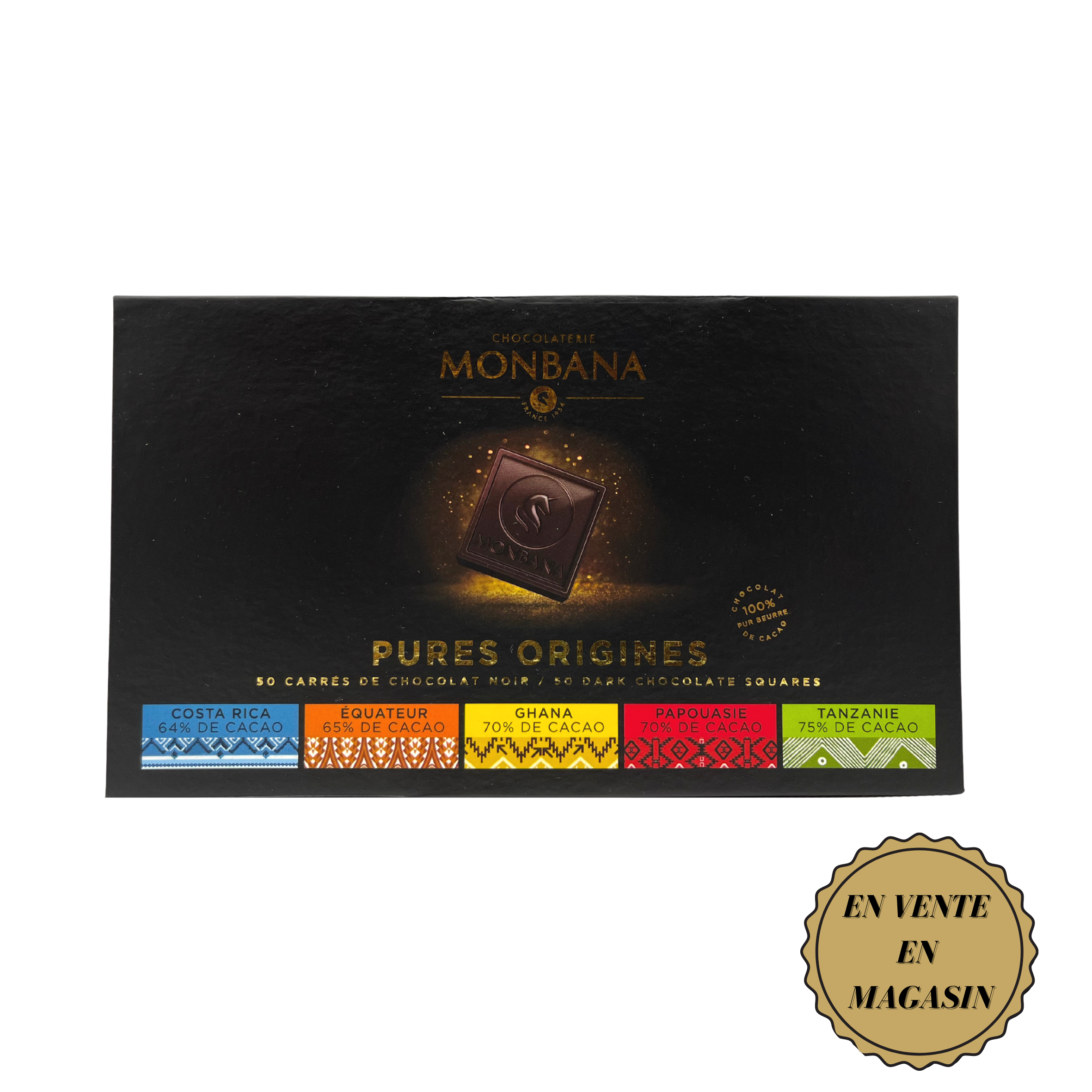 Carrés de chocolat noir origine Papouasie MONBANA